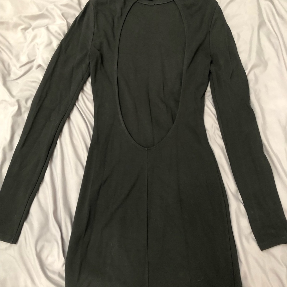 Patrizia Pepe Black Long Sleeve Plunge Dress
